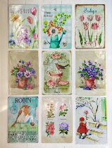 Update 5 Multiple vintage printed tin paintings mural gardening balcony garden home wall decoration old