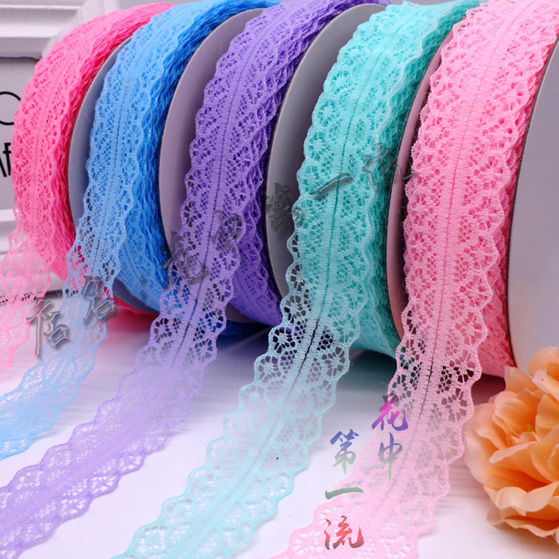 50 yards DIY lace floral side haircut satin ribbon flutter with flowers color with butterfly knot flower shop packing box material
