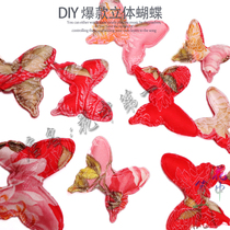  DIY New Years explosion and wind hair accessories ribbon thread bow accessories satin three-dimensional red butterfly wings