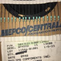 10 pieces of 5 veteran PHILIPS 13K 1% thick copper foot heating resistor SFR55D MADE IN USA