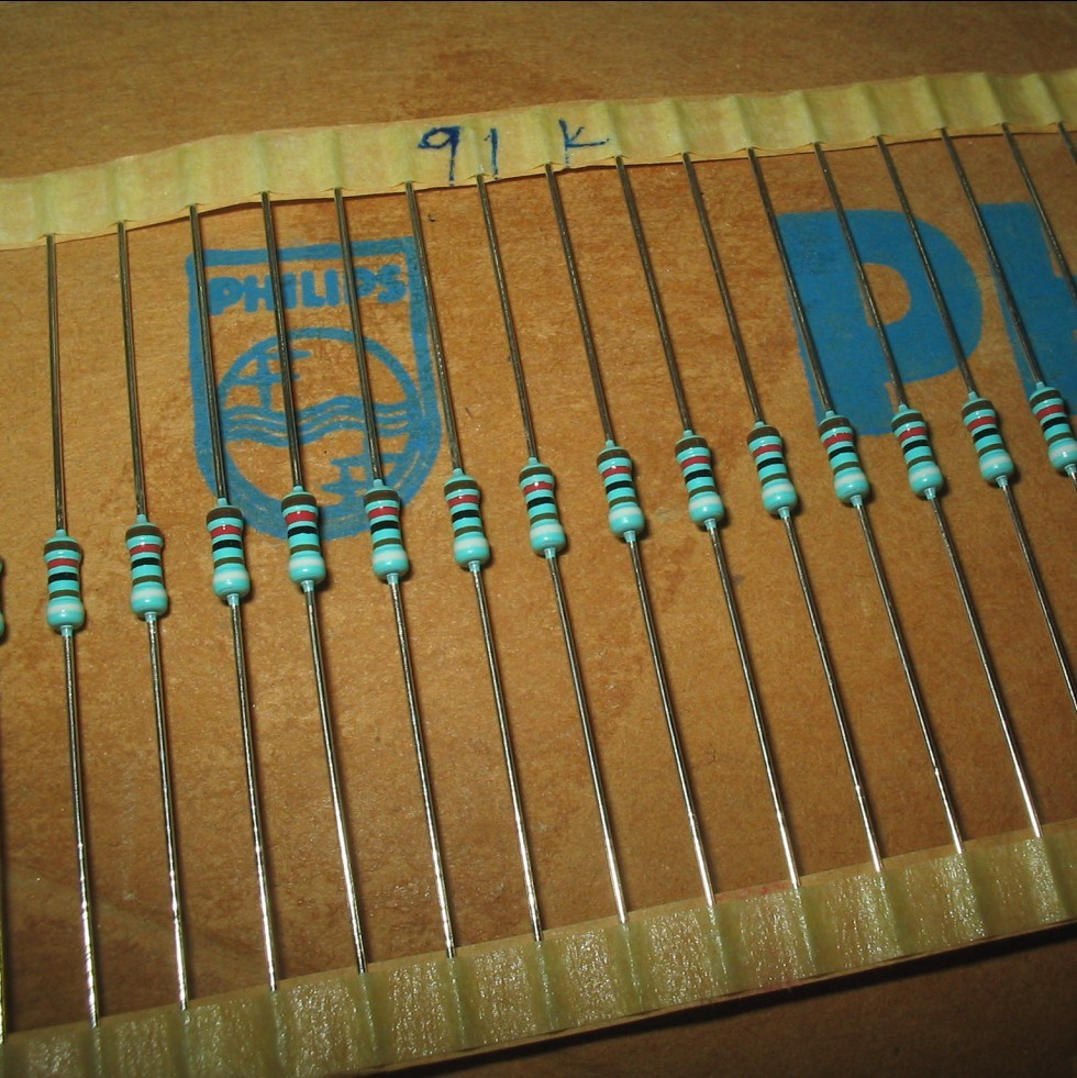 10 2-element PHILIPS 91K 0 25W 1% copper foot metal film resistor resistor