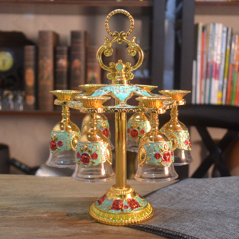 Golden High Foot Metal Retro Small Spirits Mug Shelf Suit Palace Russian Home Furniture Store Decoration Supplies-Taobao