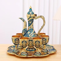 European wine set home creative white wine cup antique wedding high-end old wine pot 8-piece set decoration and gift