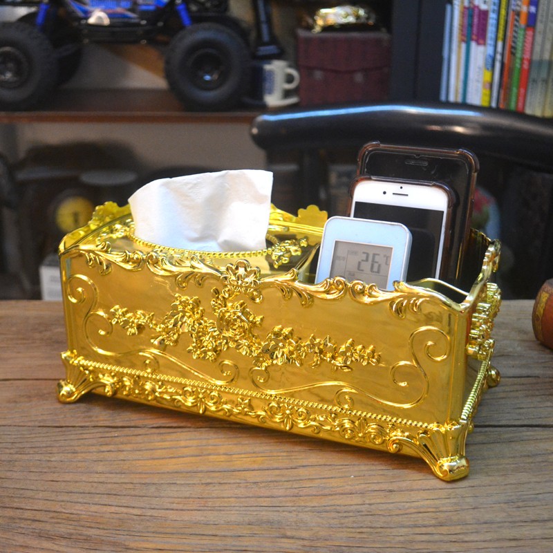 European-style bronze multi-function pumping towel box Living room tea towel with remote control mobile phone to accommodate home creativity