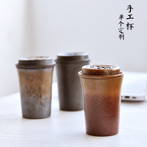 Creative coarse pottery personal tea cup owner single cup ceramic with lid office water cup fast guest cup kung fu filter cup