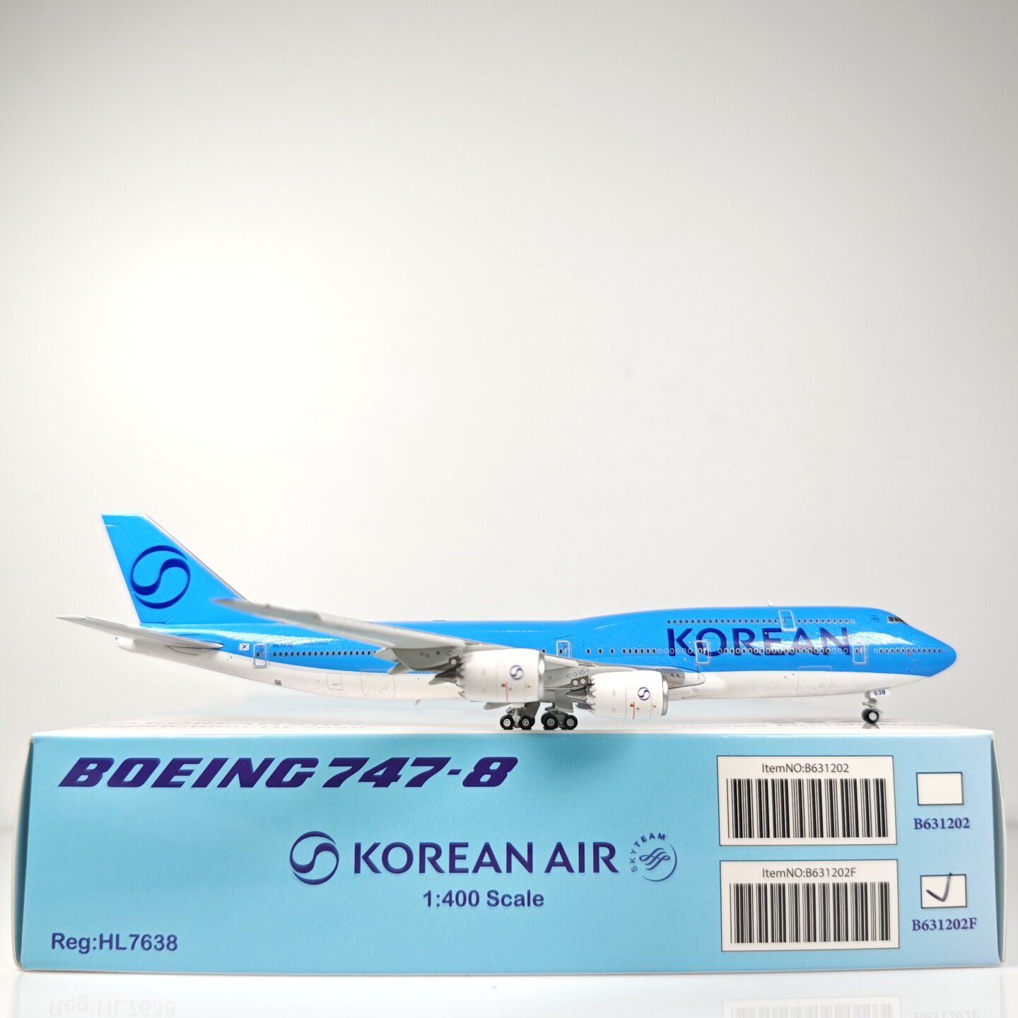 HX Models 1:400 大韩航空B747-8i HL7638 新涂装合金飞机模型：航空迷