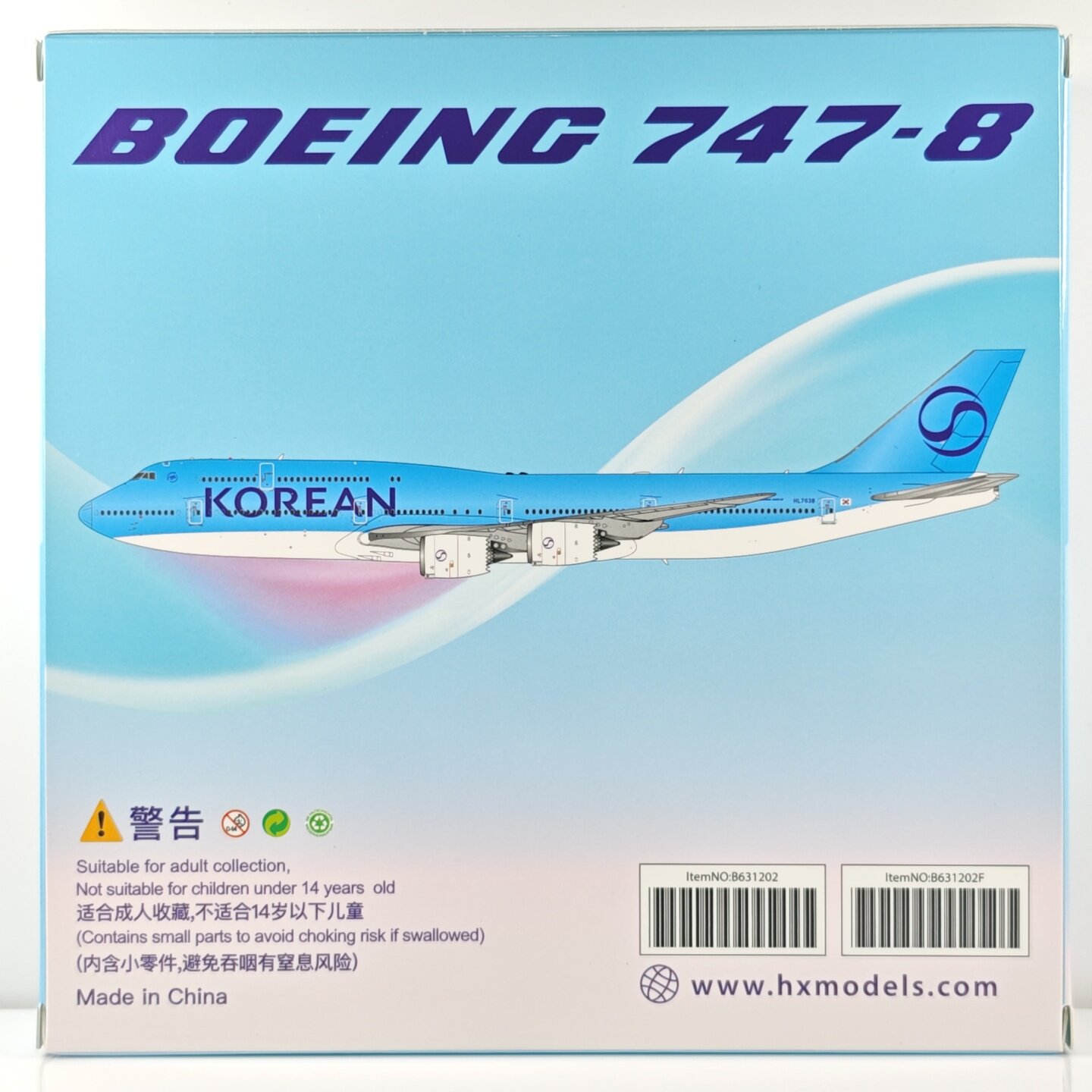 Hx models 1:400 korean air b747-8i hl7638 new livery alloy