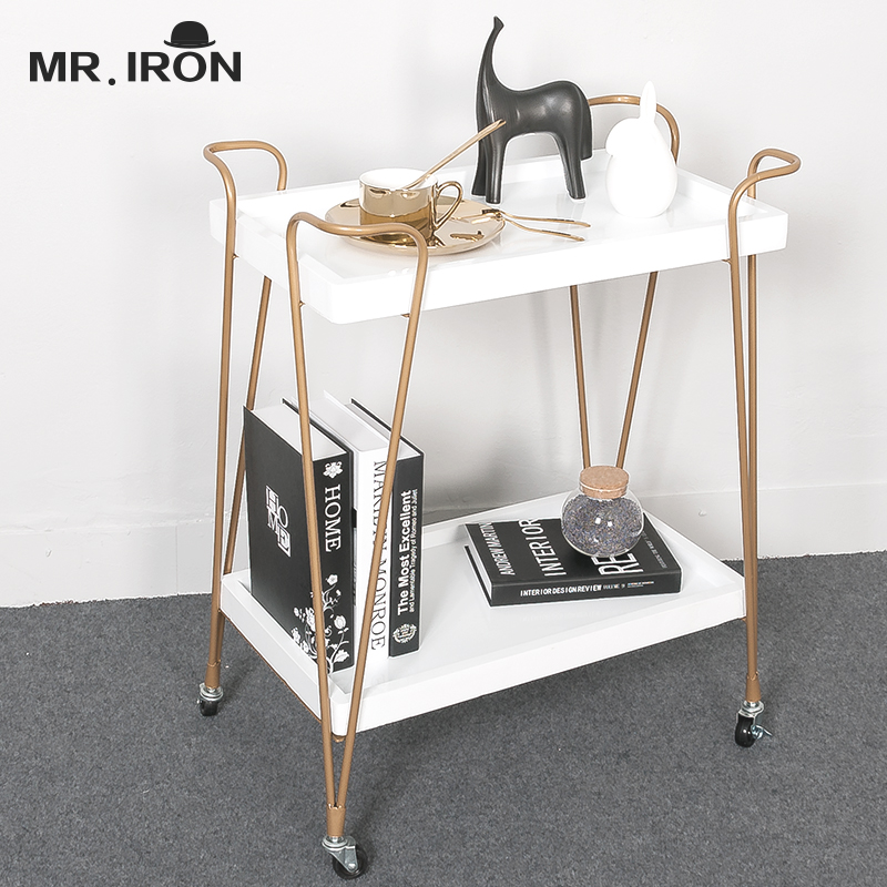 Commercial European-style Mobile Breakfast Car Wine Water Cart Iron Art Home Tea Buffet Dining Side Rack Four Wheels Small Cart
