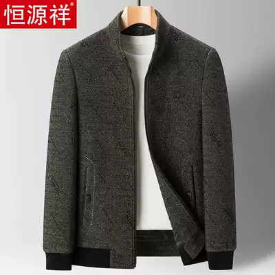 Hengyuan Xiang woolen jacket men autumn and winter collar thickened middle-aged father canned chenille coat men