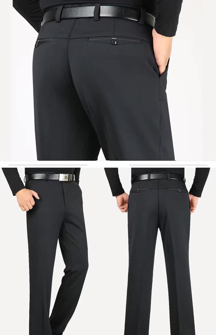 Pierre Cardin cộng với quần nhung độn giản dị kinh doanh quần nam nóng miễn phí quần trung niên lỏng lẻo quần dài bố quần kaki nam