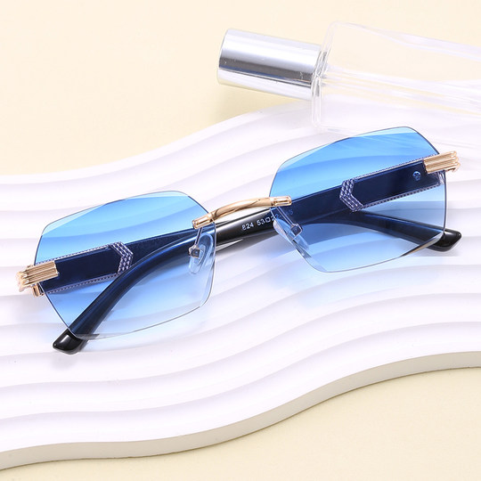 小脸墨镜女高级感ins无框时尚防紫外线强光太阳眼镜开车专用男士