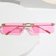 Hip-Hop Rimless Tinted Sunglasses for Women, High-End ins Blue Narrow-Frame Small Face Sunglasses, Trendy Brand for Men