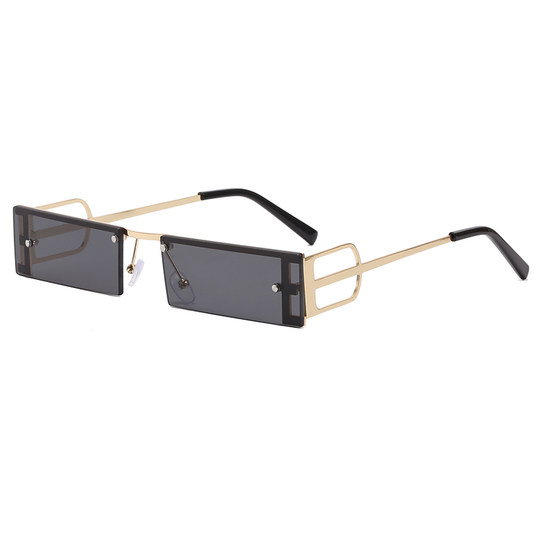 Frameless Small Lens Sunglasses for Women, High-End Style ins Hip-Hop Men's Retro Colorful Small Frame Sunglasses for Photo Shoots and Clubbing