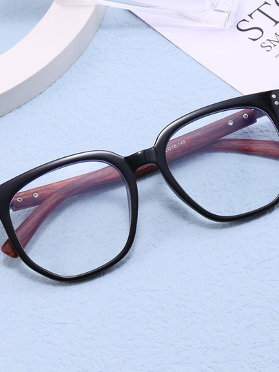 Retro Square Large-Frame Myopia Glasses for Women Can Be Equipped with Prescription Lenses, a No-Makeup Essential, Blue Light Blocking, Non-Prescription Eyeglass Frames