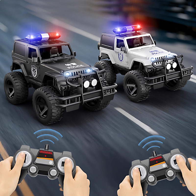 Double Eagle Remote Control Swat Car with Siren and Lights, Realistic Electric Off-Road Vehicle, Police Toy Jeep, Gift, Rechargeable