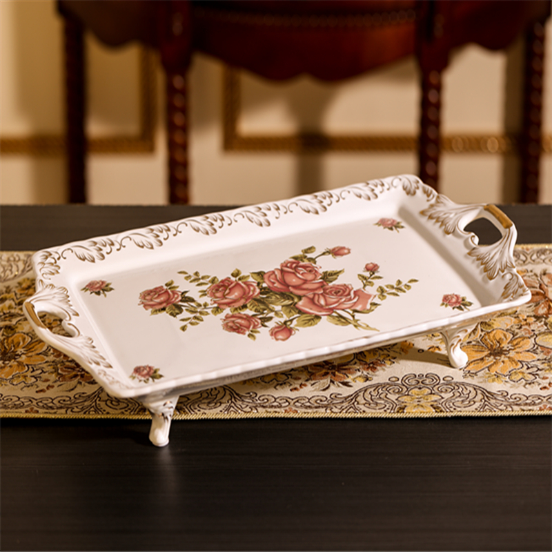 Home ceramic pallet rectangular teacup cup coffee cup with tray fruit disk large snack disk