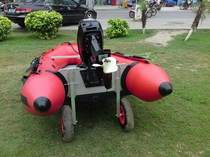 Transport yacht assault boat kayak fishing inflatable boat rubber boat tailboard small trailer aluminum alloy rubber wheels