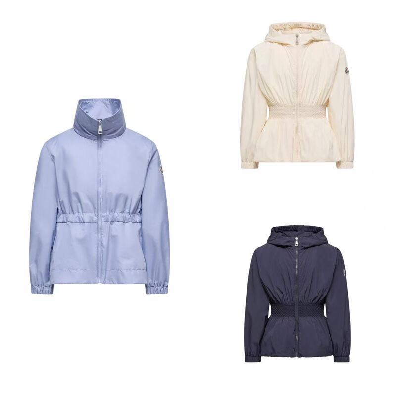 In-Stock Moncler Children's Clothing 26 Spring/Summer Girls' Jacket Coat Solid Color Versatile Top Stand Collar Zipper