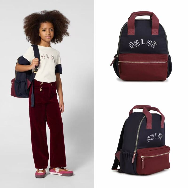 In-Stock Chloe Children's Clothing Accessories 26 Autumn/Winter Canvas Shoulder Bag Crossbody Bag Backpack for Daily Outings