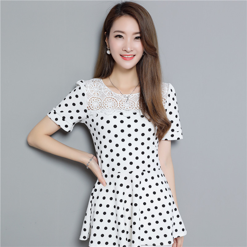 Bao gồm bụng, eo, áo giảm béo, nữ 2018, kích thước lớn, quần áo mùa xuân và mùa hè, mùa hè lá sen ren, áo thun voan, thủy triều mẫu áo sơ mi nữ