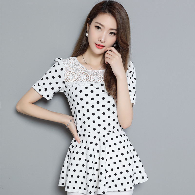 Bao gồm bụng, eo, áo giảm béo, nữ 2018, kích thước lớn, quần áo mùa xuân và mùa hè, mùa hè lá sen ren, áo thun voan, thủy triều mẫu áo sơ mi nữ