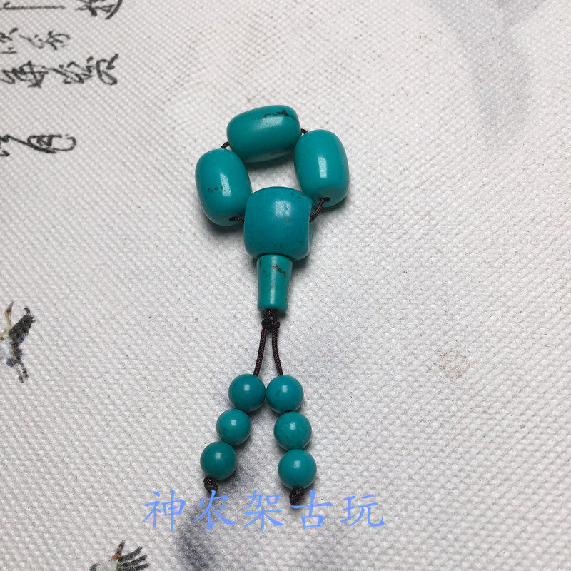 Natural raw stone raw mine green pine stone Buddha head tee suit full set of barrel bead Buddha pearl necklace ornament accessories package