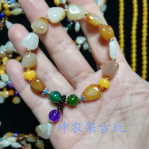 Hetian jade raw stone seed material hand string white jade red leather Jade Bracelet Mens and womens style ancient style Hanfu jewelry