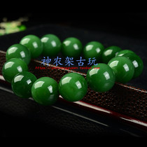 Natural jade and jade spinach green lovers hand chain round beaded hand strings of Buddha beads