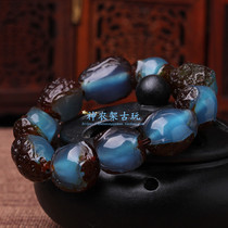 Natural old leather blue Perot bracelet imported nectar wax amber raw stone male and female gift giving gift