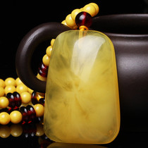 Honey Wax Pendant Amber Necklace with no sign of fine Pendant Old Honey Wax Chicken Oil Yellow Raw Stone Barrel Pearl green card