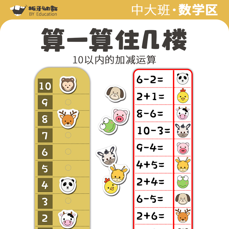 Kindergarten big class mathematics area animals live in high-rise calculations learning game teaching aids area materials parent-child early education