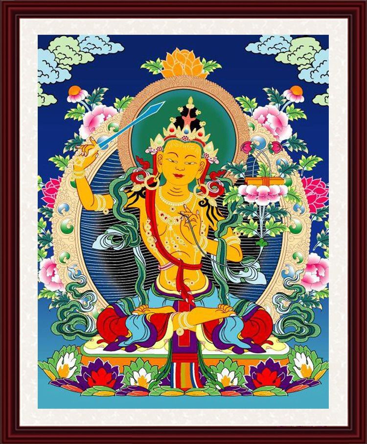 Tibetan Buddhism Donka Buddha's Cross embroidered south without great wisdom Manjusri Bodhisattva honors the students' examination for further studies