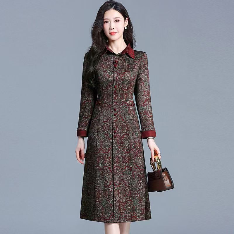 Maxmurny's New Autumn and Winter Casual, Fashionable and Versatile Bottoming Skirt, Age-Reducing, Slimming and Elegant Mid-Length Dress