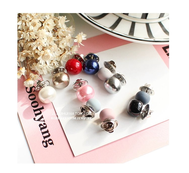 Hàn Quốc giả ngọc trai khóa chống ánh sáng cổ áo buttonigan khăn choàng kim kim DIY khăn quàng cổ kim trâm pin nữ hoa cài áo đẹp