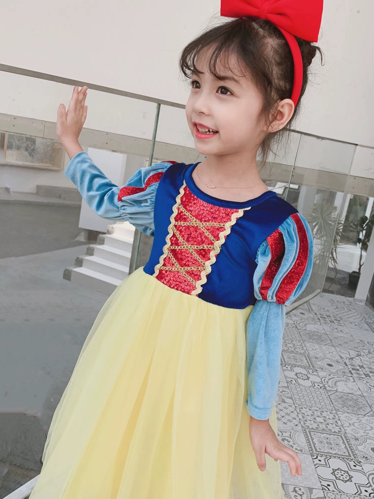 Snow White Skirt Trẻ em Dress Up Trang phục Cô gái Trang phục Biểu diễn Ngày lễ kỷ niệm Quốc khánh Biểu diễn Siêu Tây Váy công chúa - Trang phục