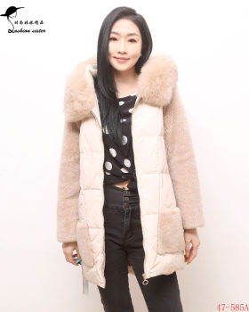 Fashion Sister Boutique 2023 Fashionable Autumn and Winter New Women's Granular Wool Down Coat Weixia 47-585A