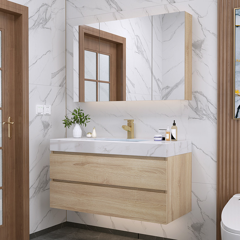 Light luxury bathroom cabinet combination Face wash basin Modern marble Modern simple powder room sink set
