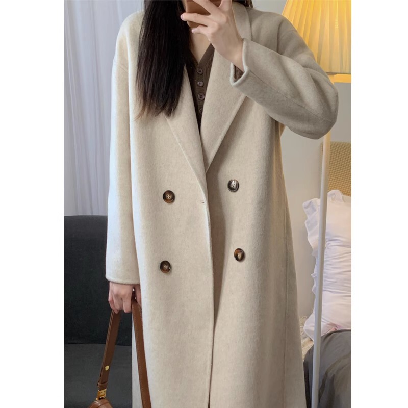 High-End Double-Sided Wool and Cashmere Coat for Women, Autumn and Winter 2026 New Style Woolen Coat, Mid-Length Korean Style High-End Double-Sided Wool and Cashmere Coat for Women, Autumn and Winter 2026 New Style Woolen Coat, Mid-Length Korean Style