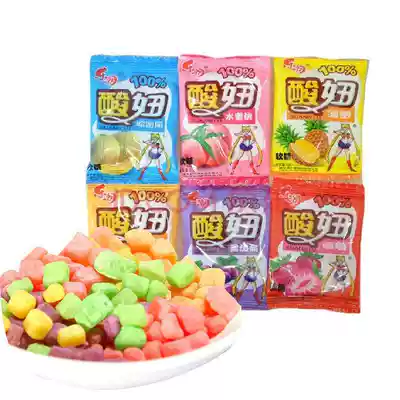 Classic childhood nostalgic snacks 6G * 60 packs of music tide Sour Girl fruit fudge multi-flavor candy 8090