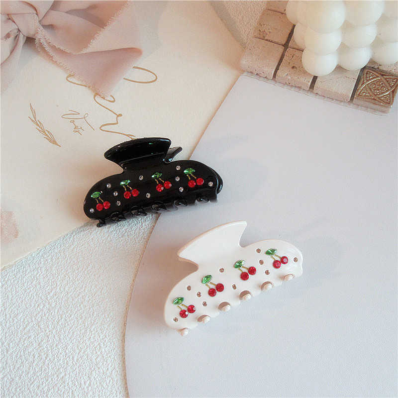 Korea Acrylic Gripping Clip Shark Clip Cute Cherry Rhinestone Hairpin display picture 6