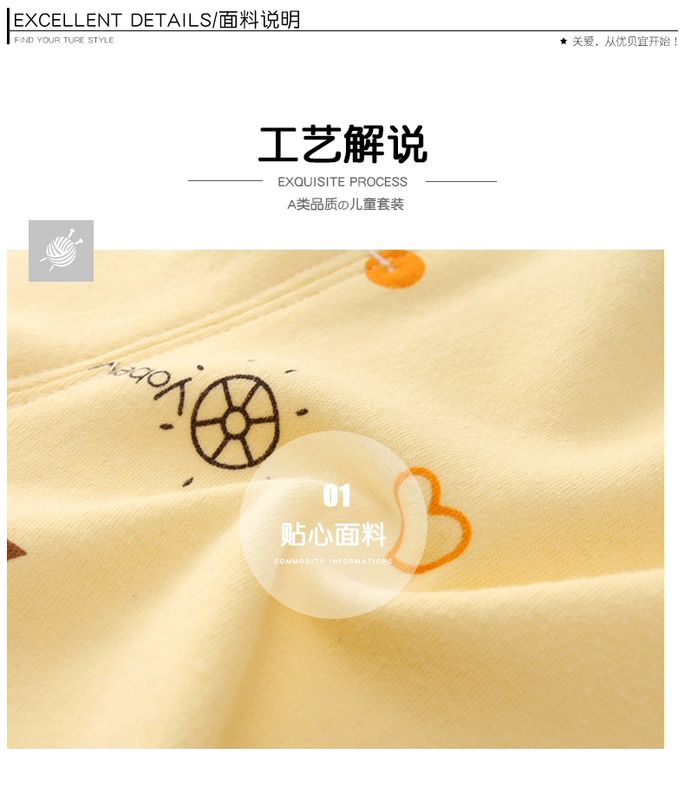 Bộ đồ lót bé gái Youbeiyi Bộ phim hoạt hình biểu cảm cho trẻ em Mùa xuân và mùa thu Mặc cho bé gái Quần áo mùa thu