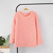 Mùa thu và mùa đông kích thước lớn san hô lông cừu flannel đồ ngủ đơn mảnh dài tay áo cổ tròn áo thun dịch vụ nhà