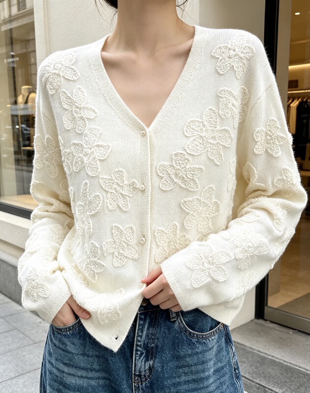 Three-Dimensional Crochet Knit Cardigan Three-Dimensional Crochet Knit Cardigan