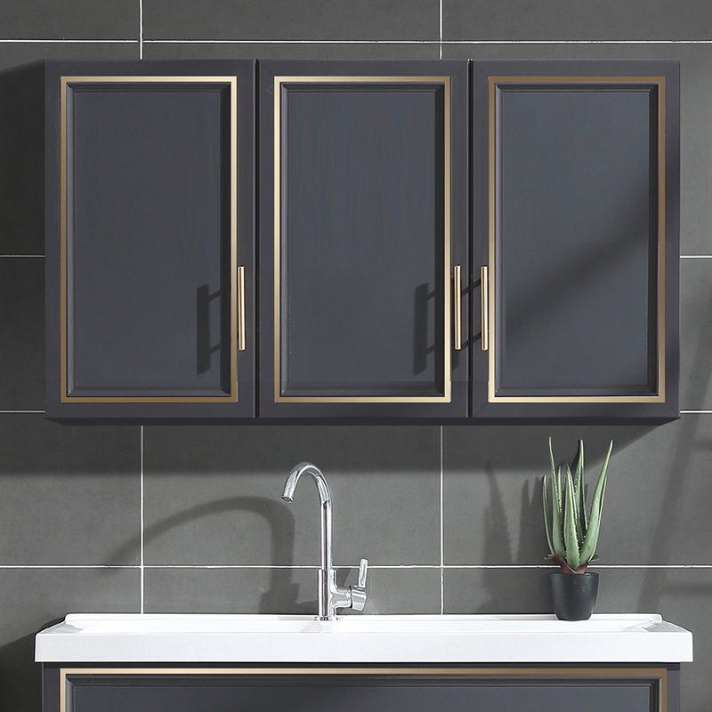 Huashi Aiken wall cabinet Light luxury aluminum alloy wall cabinet Storage cabinet Simple American balcony cabinet Space aluminum bathroom customization