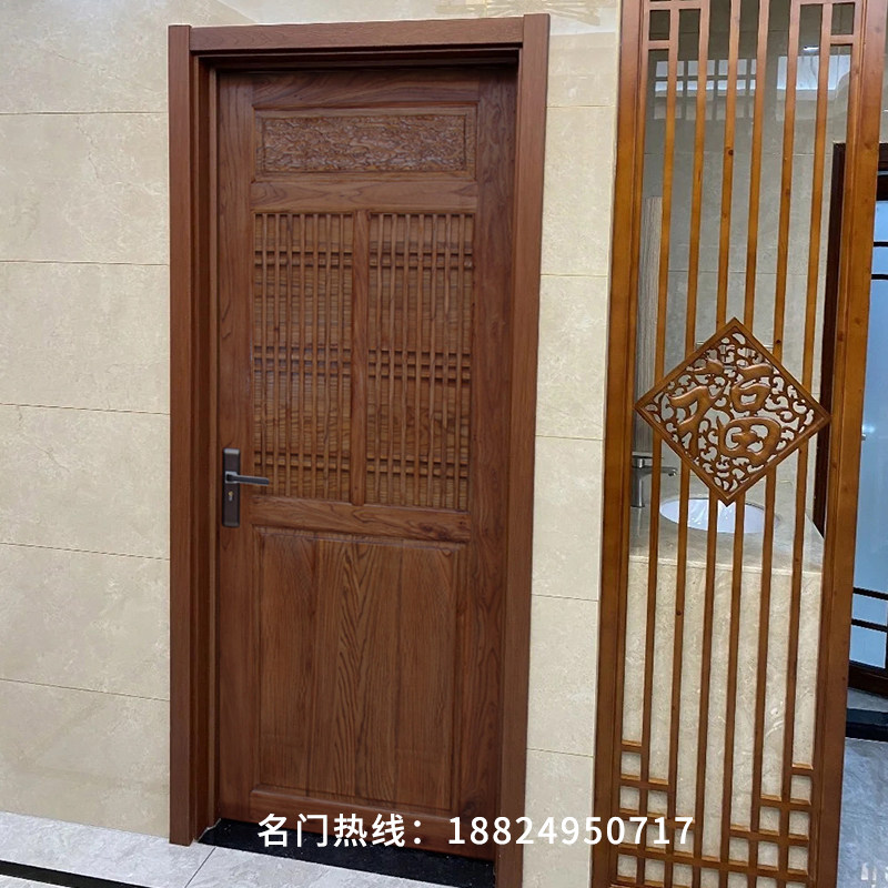 Homestay wooden door indoor bedroom door set soundproof door solid wood log color Chinese style retro whole house custom flat door