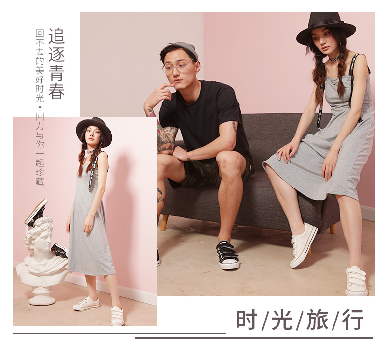 Kéo trở lại chính thức cửa hàng flagship đích thực của nam giới giày giày của phụ nữ màu rắn thấp để giúp Velcro giày vải WXY-395T giày thể thao nữ