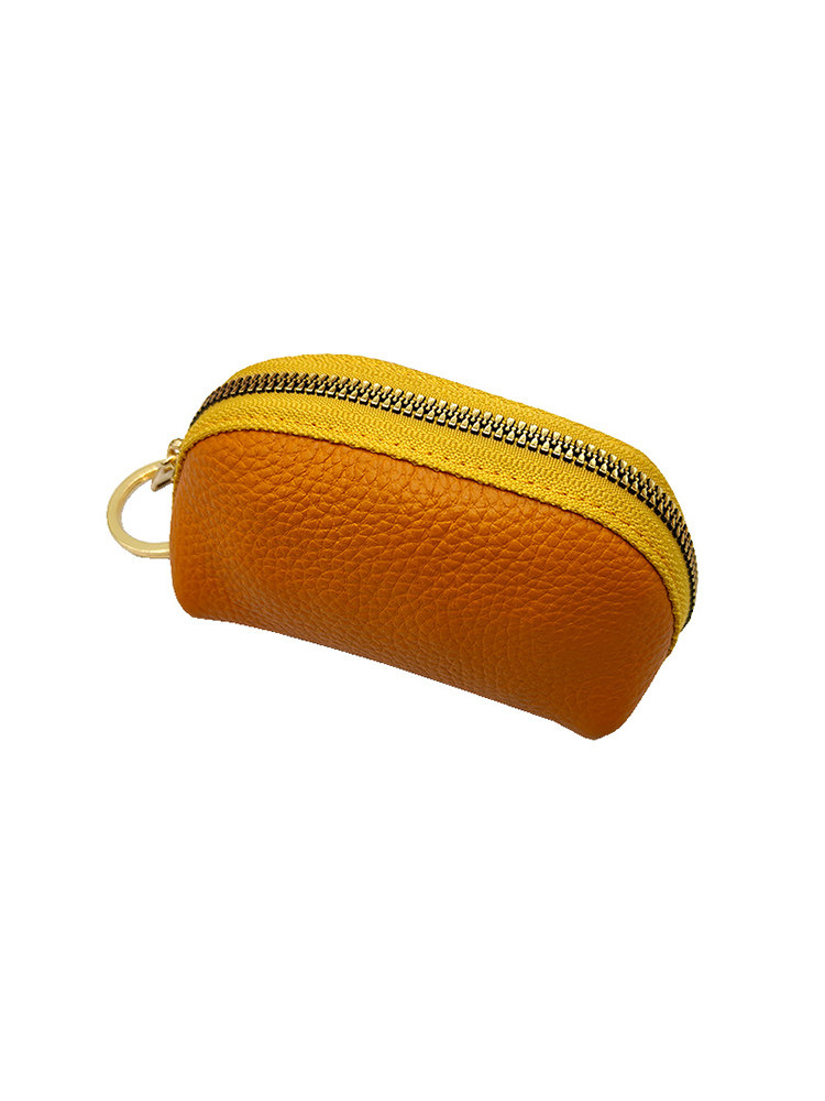 Genuine Leather Car Key Case, Compact, Unisex, Universal, Large Capacity, Simple, Cute Korean Style Key Case, Mini, for Home Use