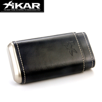 Original imported American Xikar Sika 243BK metal veneer cedar leather cigar case