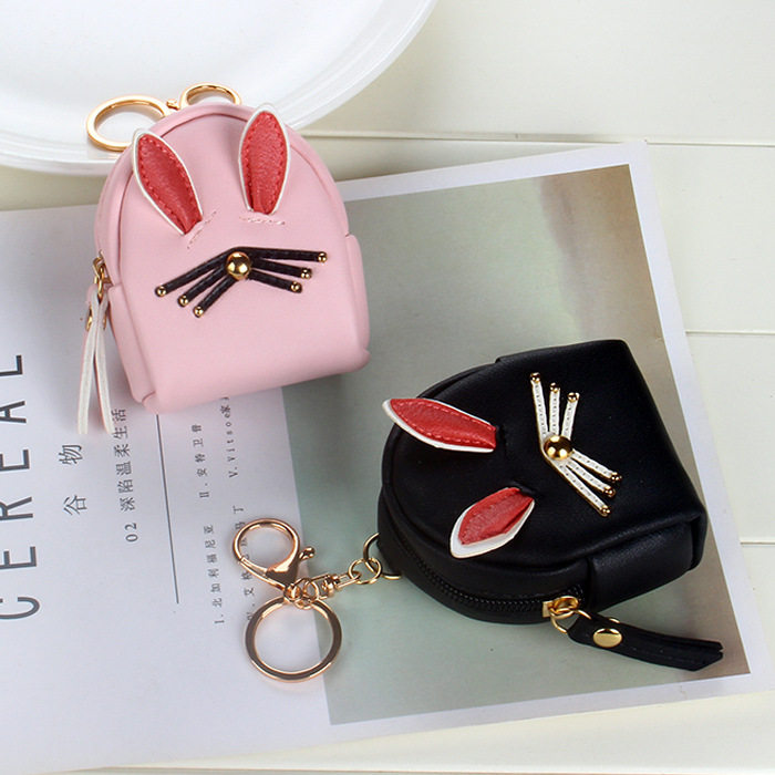 Korean version ins new small purse female cute pink rabbit girl coin purse card bag one simple universal