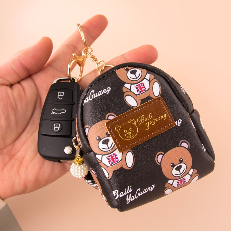 Bag female 2022 new anime cartoon bear coin purse girl heart student leisure key zipper mini bag